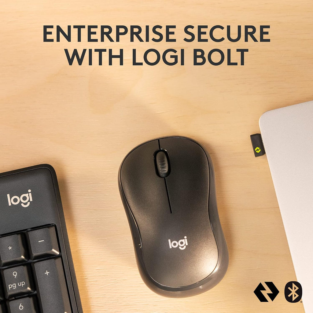Logitech MK370 Combo for Business, Wireless Full-Size Keyboard and Wireless Mouse, Secure Logi Bolt USB Receiver, Bluetooth, Globally Certified Windows/Mac/Chrome, Linux - Graphite, Pack of 4