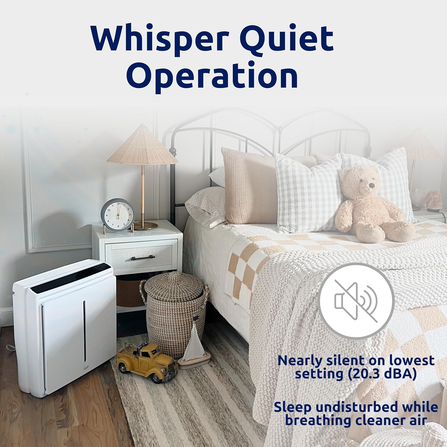 Rabbit Air A3 SPA-1000N Air Purifier HEPA Filter - Ultra Quiet, WiFi-enabled, Wall Mountable HEPA Air Purifiers for Home, Pets, Pet Dander, Smoke, Dust, Odors, VOCs - Germ Defense Filter, White