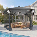 COBIZI 16x16 Pop Up Gazebo Tent with Mosquito Netting, Gazebos on Clearance, Hexagonal Outdoor Canopy Shelter, Patented Center Lock 6-Sided Portable Gazebos, Pop Up Canopy Tent for Backyard, Gray