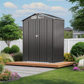 5x3 FT Metal Outdoor Storage Shed, Compact Garden Tool Shed with Peaked Waterproof Roof and Lockable Door, Small Weather-Resistant Metal Organizer for Backyard, Patio, Balcony and Bike Storage, Gray