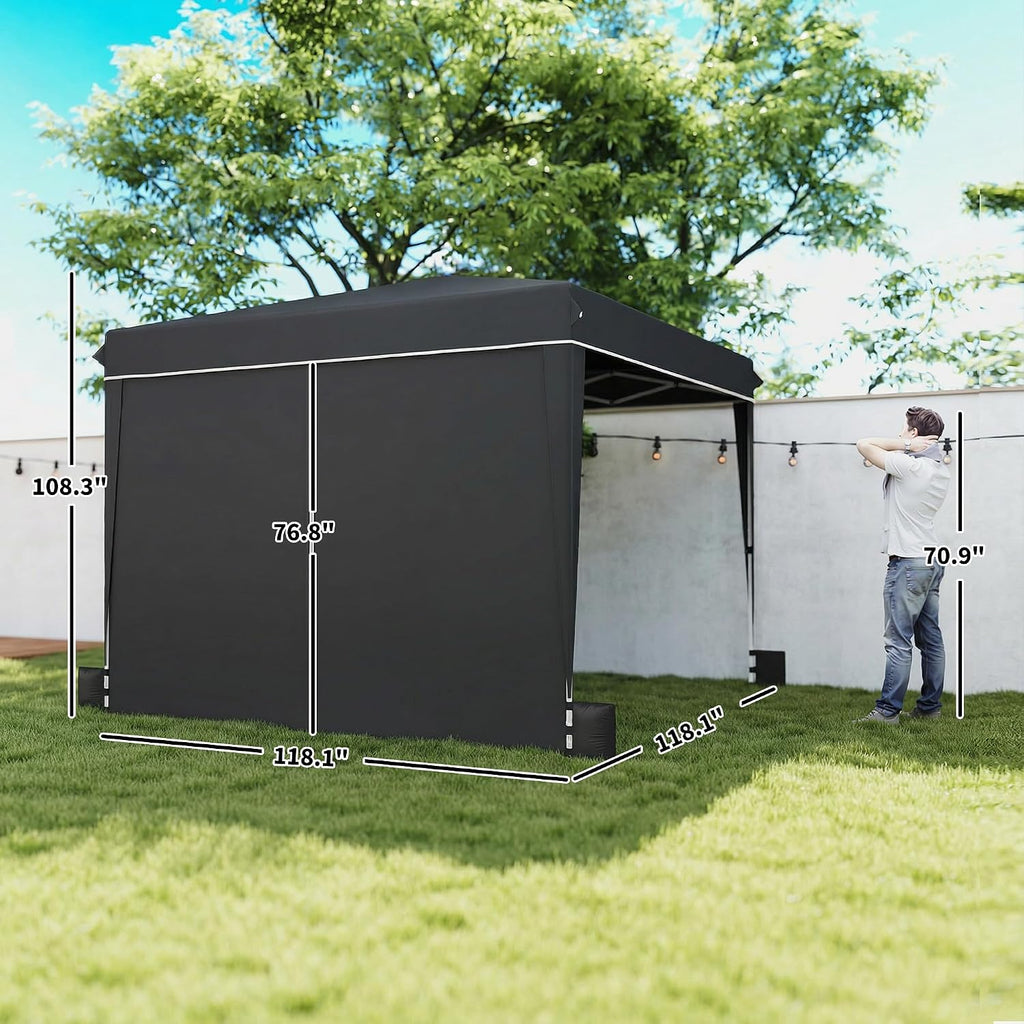 Outsunny 10 x 10 ft Pop Up Canopy Tent with Sidewalls, UPF50+ Outdoor Portable Instant Canopy Shelter with Carry Bag, Sandbags, Adjustable Height for Parties, Events, Camping, Black