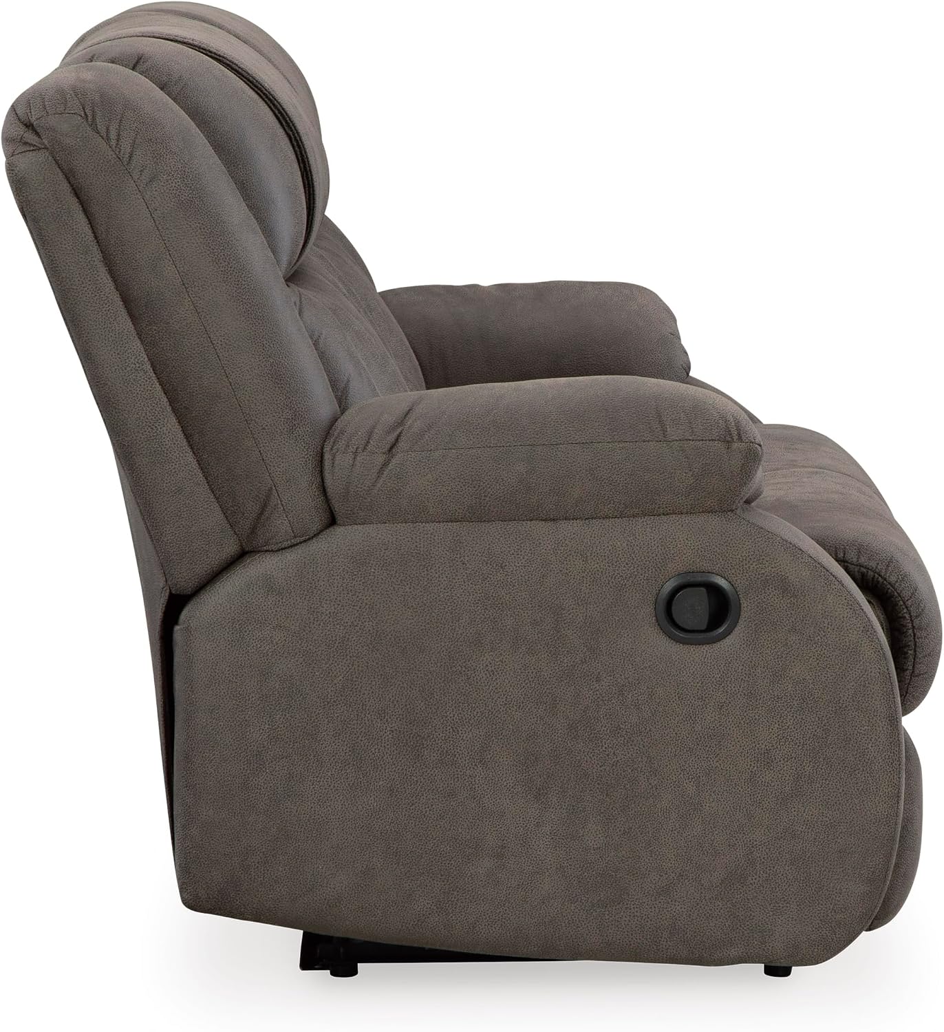 Signature Design by Ashley First Base Contemporary Faux Leather Manual Reclining Loveseat, Gray