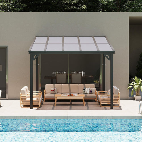 10' x 10' Wall-Mounted Gazebo Pergola, Stylish Outdoor Awning for Patio, Porch, Deck, and Backyard