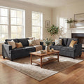 YOUDENOVA 2 Piece Set Comfy Sofa Couch, 3 Seater & Loveseat Sofa with Deep Seats, Modern Sleeper Couch for Living Room, Dark Grey Chenille