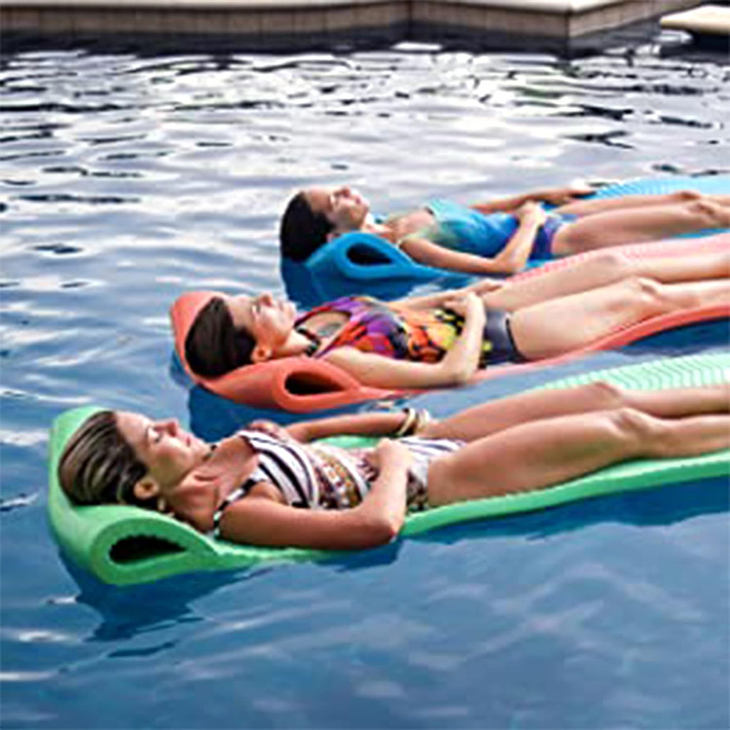TRC Recreation Serenity 1.5' Thick Vinyl Coated Foam Swimming Pool Float Mat Adult Lounger with Built-in Roll Pillow