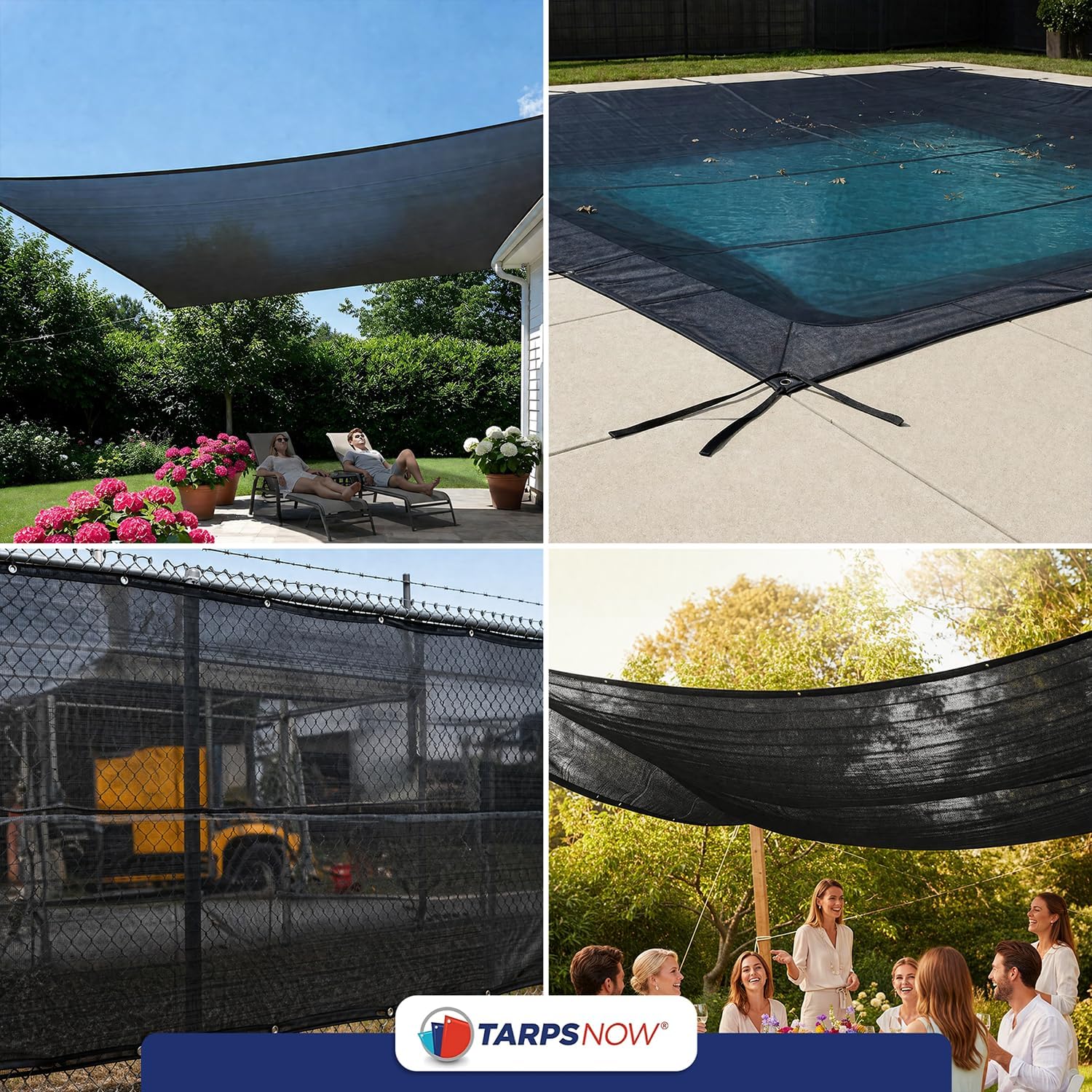 Tarps Now 20' x 40' Heavy Duty Mesh Tarp with 75% Shade and Brass Grommets - Multipurpose Protective Cover Tarpaulin with Air Flow for Tie Downs, Shade, Fences, Canopies, Dump Trucks - Black