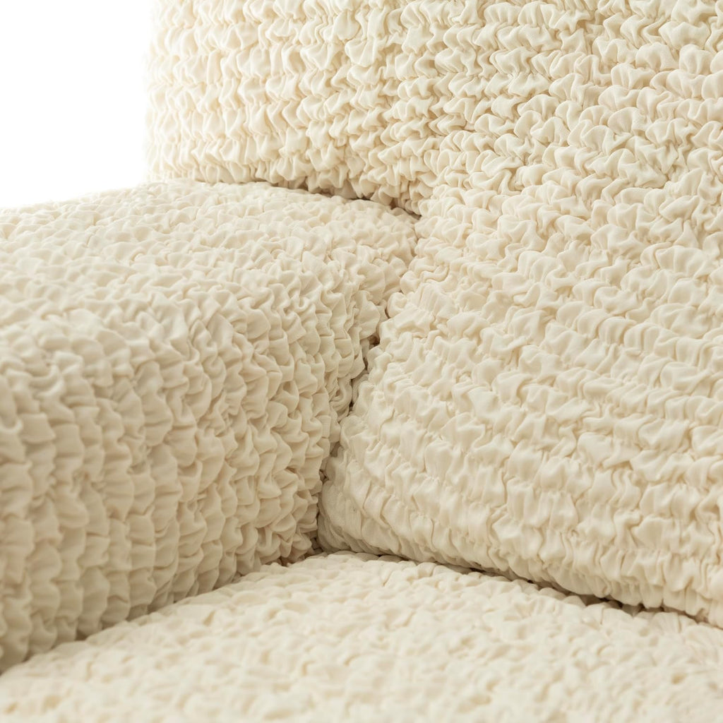 PAULATO BY GA.I.CO. Sofa Slipcover - Stretch Couch Cover - Stylish Cushion Sofa Cover - Soft Polyester Fabric Slipcover - 1-Piece Form Fit Washable Protector for Pet - Mille Righe Collection - Cream