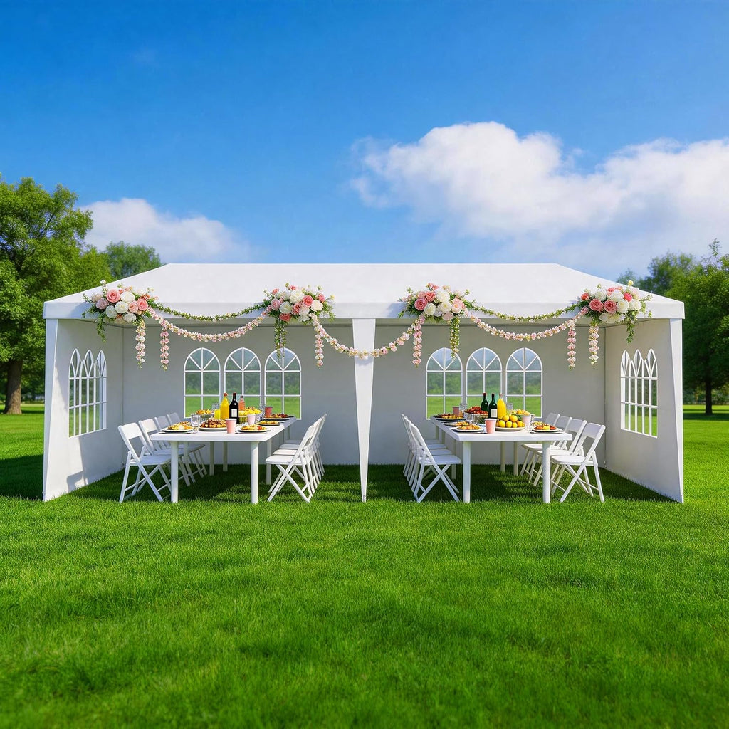 10x20 Party Tent Heavy Duty Outdoor Canopy Tents for Parties with 4 Removable Sidewalls Outside Large Carpas para Fiestas for Backyard Patio Events Wedding BBQ, White