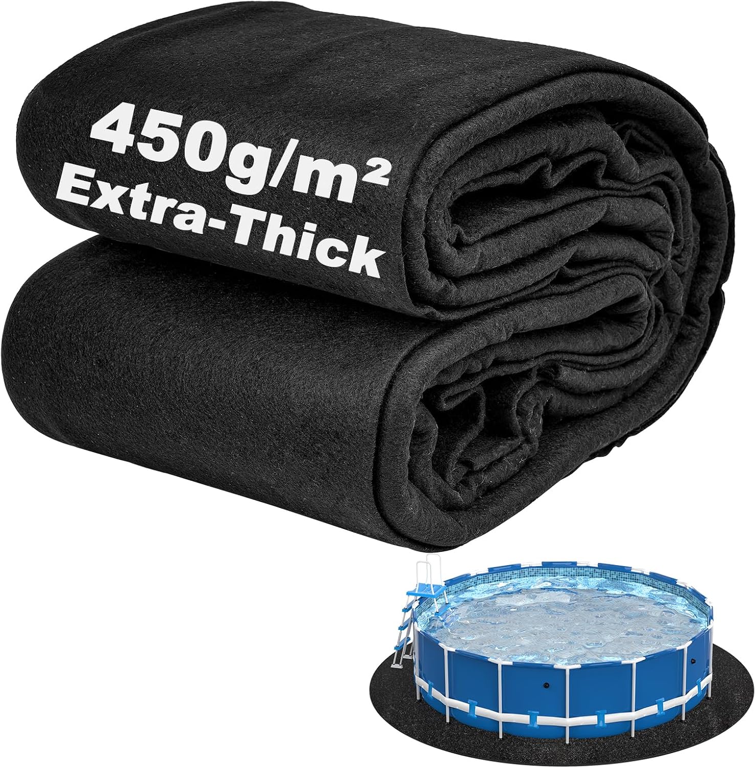 Pool Liner Pad for Above Ground Pools, 27 FT Round Extra-Thick Pool Mat, Seamless Comfort Underfoot, Puncture-Resistant Industrial-Grade Black Synthetic Fiber Pad
