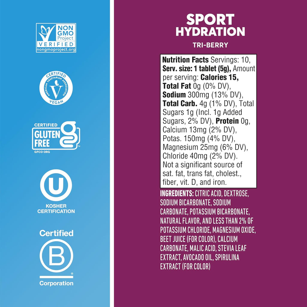 Nuun, Electrolyte Drink Tabs Tri Berry, 8 Count, 1.9 Ounce (Pack of 6)