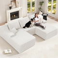 HABUTWAY 94' U Shaped Modular Sectional Couch for Living Room, Modular Cloud Sofa with Ottoman, No Assembly Boneless Couches with Deep Seat, Corduroy Fabric (Beige, Left Facing) | Cloud Sofa, With Ottoman, No Assembly, Boneless, Deep Seat, Corduroy Fabric