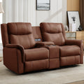 Korser Loveseat Recliner Sofa, Reclining Loveseat Couch, Reclining Couch with Console, USB Port, US Outlets, and Cup Holders, 2-Seater Sofa for Living Room
