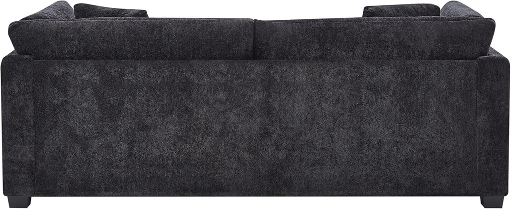 Christopher Knight Home Masie Chenille Upholstered 3 Seater Sofa Couch, Wooden Home Sofa Living Room, Comfy Cloud Couch for Bedroom, Home Office, Black