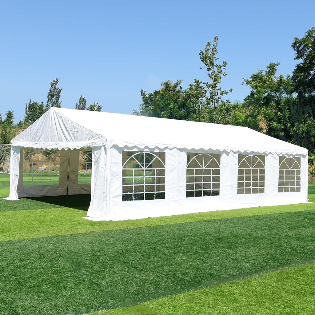 Party Tent 20x30 Heavy Duty Outdoor Commercial Event Tent, Ultimate Large Wedding Tent Carport Shelter Canopy with Removable Sidewall Windows, Elegant White Gazebo Perfect for Dream Weddings