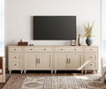 WAMPAT Farmhouse TV Stand for 100 Inch TV, 4-in-1 TV Console Table for 75/80/85/90 Inch TV, Entertainment Center with Charging Station, Kitchen Sideboard Buffet Cabinet for Dining Room, Light Oak
