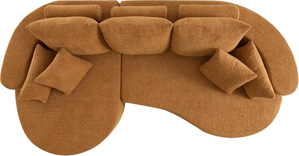Christopher Knight Home Carden 106' Curved Modular Sectional Sofa, Fabric Upholstered Comfy Sofa Couch with Chaise Lounge, Modern Cloud Couch with Deep Seat, No Assembly Required, Browish Orange
