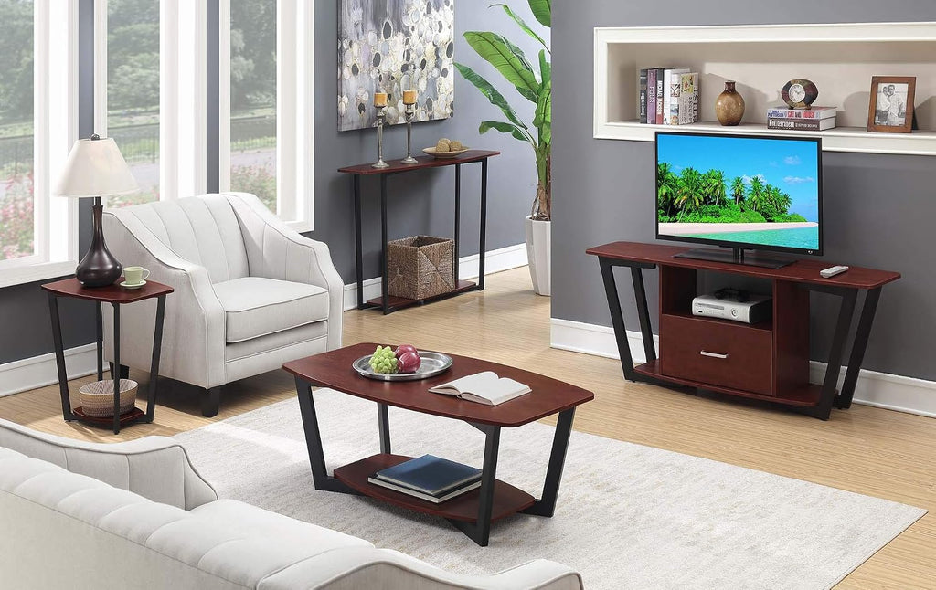 Convenience Concepts Graystone TV Stand 59.25' - Modern Entertainment Center for TVs up to 65', Industrial Media Console with Storage Drawer & Shelves for Living & Family Room, Cherry/Black