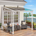 MEISSALIVVE 8' x 8' Wall Mounted Lean to Metal Awnings with Sloped Roof, Outdoor Patio Gazebo Awning for Backyard, Deck, White