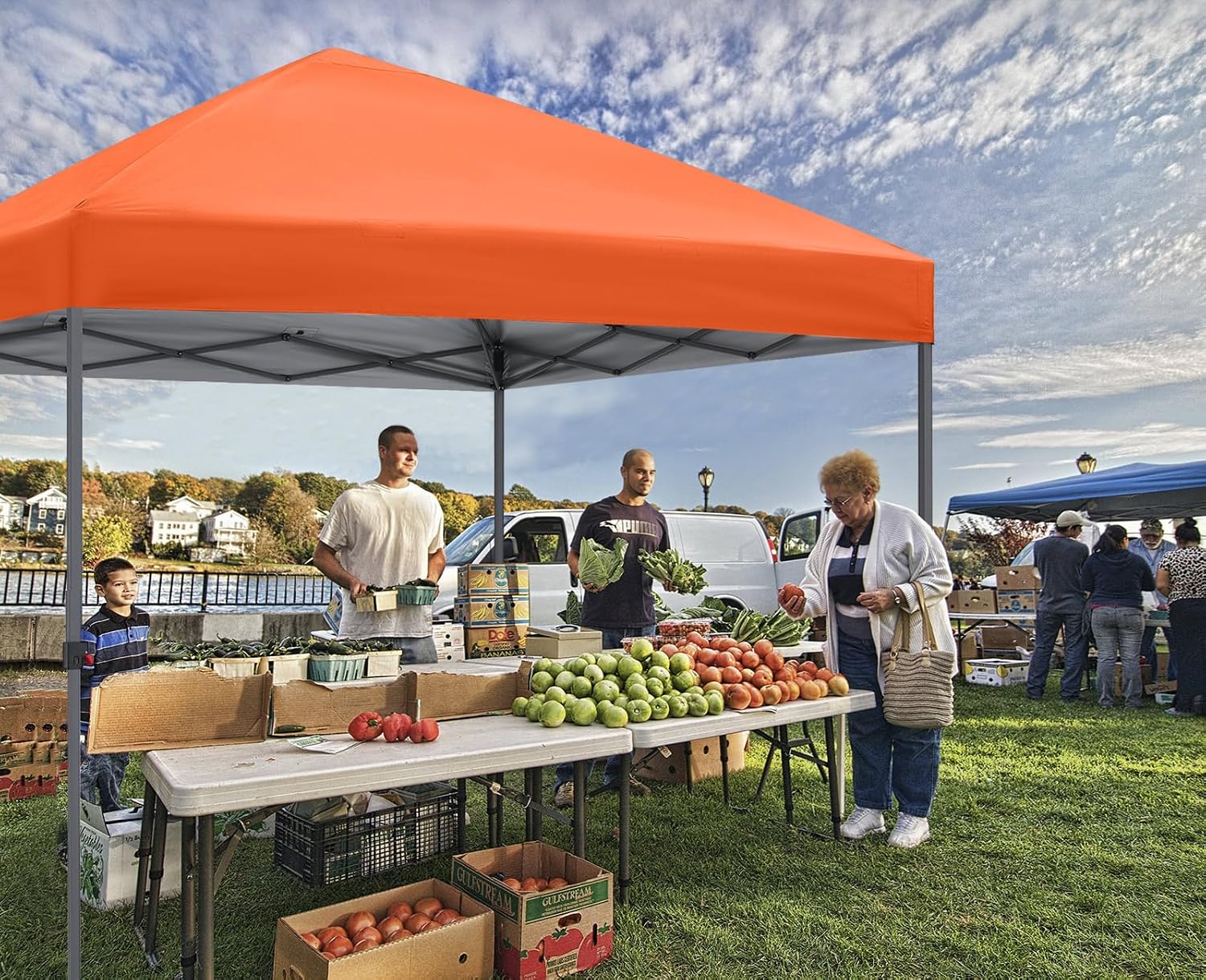 ABCCANOPY Pop Up Canopy - Outdoor Patio Portable Canopy Tent Heavy Duty for Backyard and Deck with 4 Sandbags(Orange, 8x8)