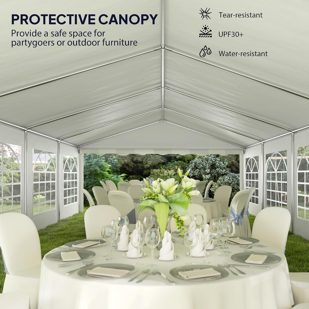 Outsunny 16.5' x 33' Party Tent, Heavy Duty Large Outdoor Canopy Tent Shelter with Removable Sidewalls, 10 Windows and 2 Doors, for Parties, Wedding, Events, BBQ Grill, White