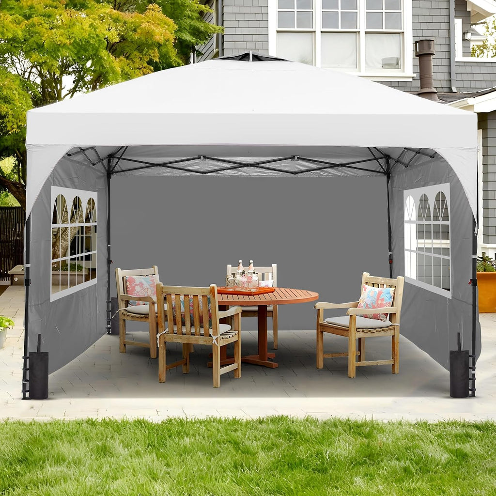 GDY 12x12FT Pop Up Canopy Tent with One Push Setup, Easy to Install with 4-Sidewalls for Events, Parties, Camping, Outdoor Gazebo with 4-Sandbags and Wheel Bag, White.