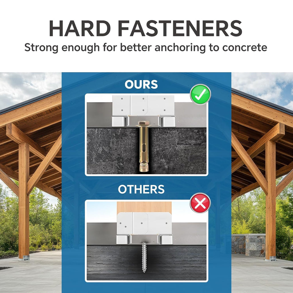 12x12 Post Base for Concrete: 1 Pack Galvanized Post Deck Base Anchor for 11.5x11.5 Wood, Post Base Holder with 1' Standoff for Deck Gazebo Pergola Porch, Includes 3 Fastener & 12 Screws