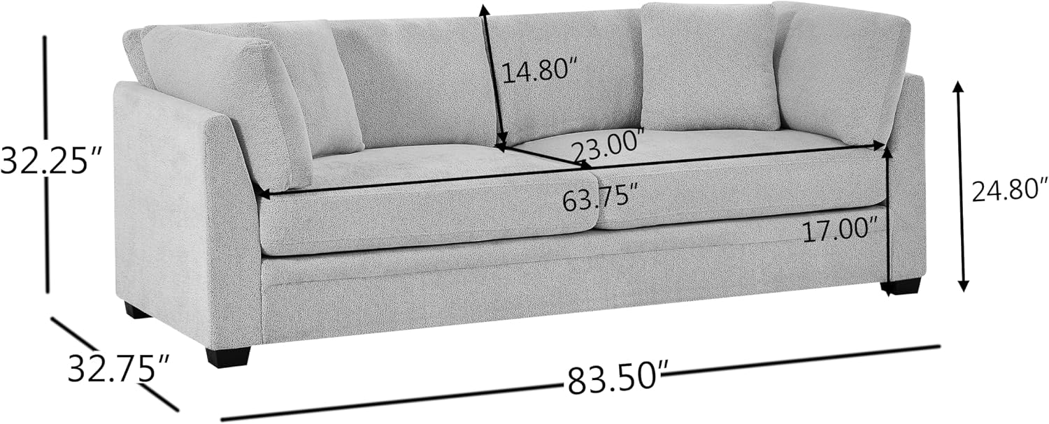 Christopher Knight Home Masie Chenille Upholstered 3 Seater Sofa Couch, Wooden Home Sofa Living Room, Comfy Cloud Couch for Bedroom, Home Office, Beige