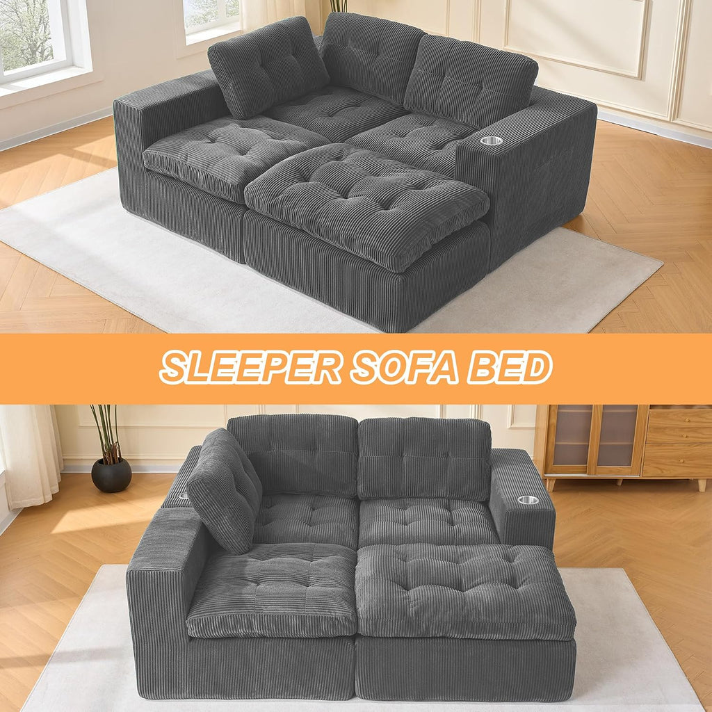 108' Modular Sectional Sofa, Cloud Sectional Couch with Deep Seat, Modern Modular L-Shape Sofa Couch with Chaise,Upholstered Couches for Living Room Bedroom (Dark Gray)