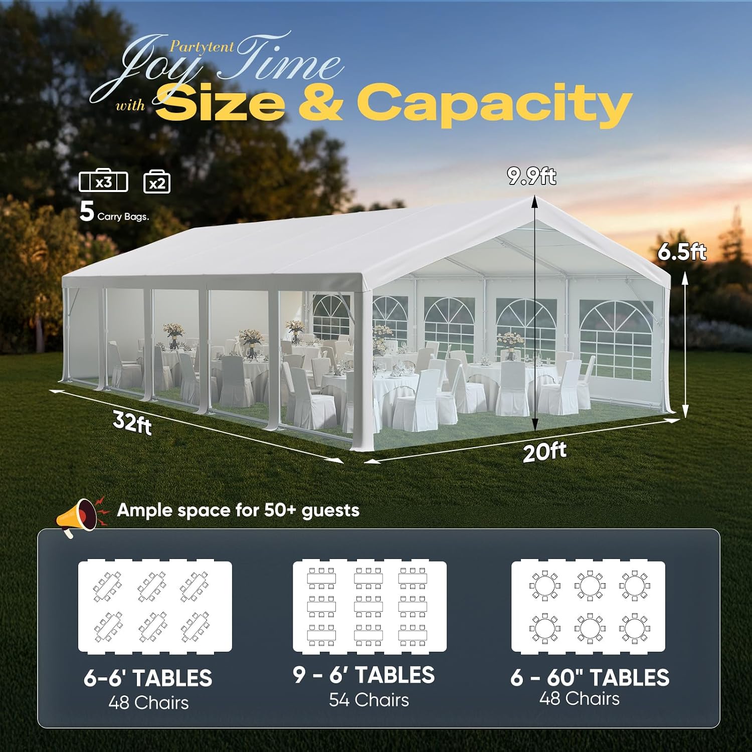 Quictent Premium 20x32 Party Tent Heavy Duty Outdoor Gazebo White Event Shelter Wedding Canopy Tent for Parties Carport BBQ with Removable Sidewall Windows & Storage Bags