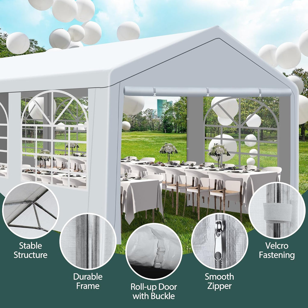 20'x60' Party Tent Heavy Duty, Large Wedding Event Tent with Removable Sidewalls & 4 Sand Bags, Event Canopy Shelter for Parties Outside UV50+ Waterproof, Carpas para Fiestas (20x60 FT)