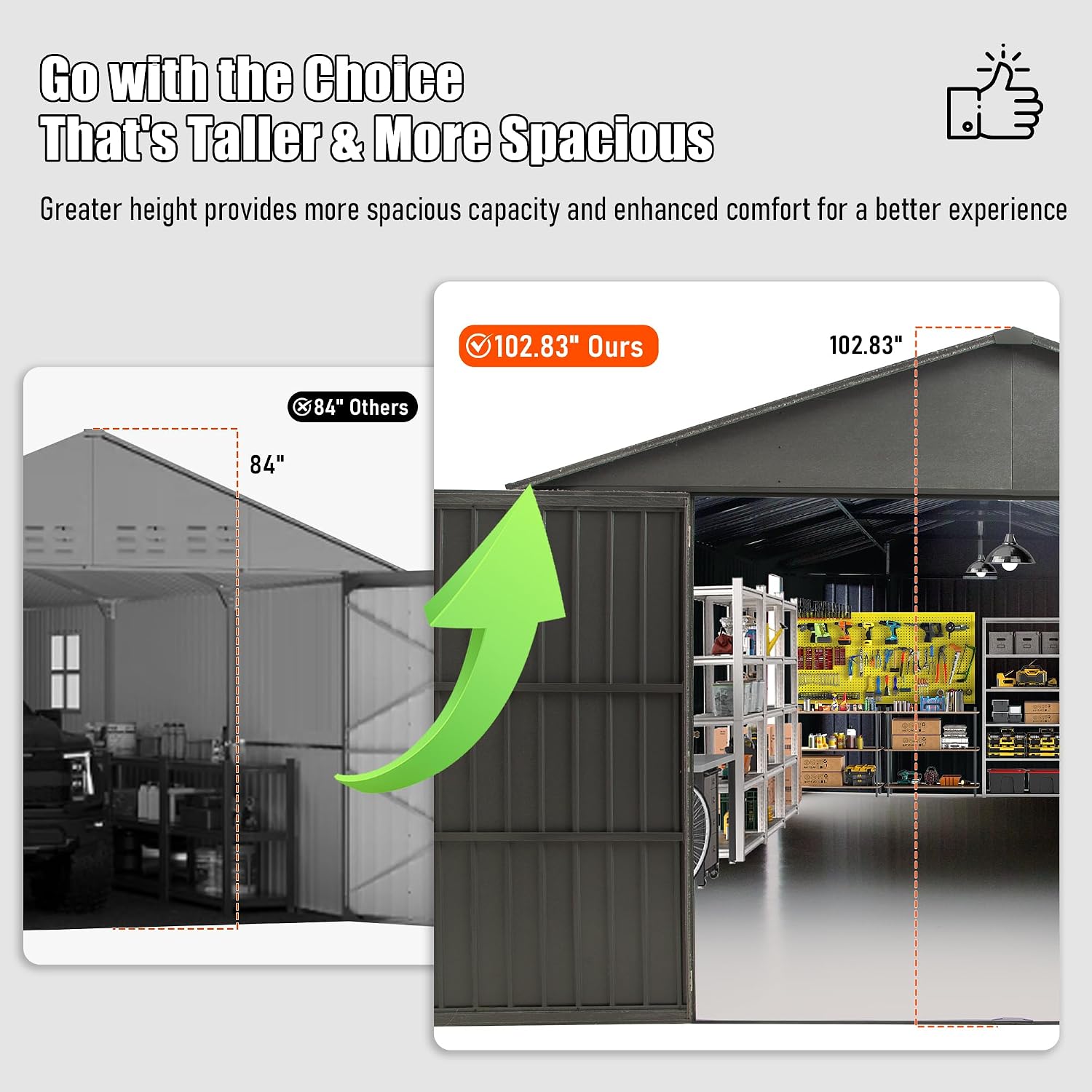 Domi 12x25FT Outdoor Metal Garage Shed, Extra Large Metal Carport with Lockable Double Hinged Doors, Heavy Duty Car Shelter for Car, Truck, Motorcycle and Lawn Equipment, Dark Grey