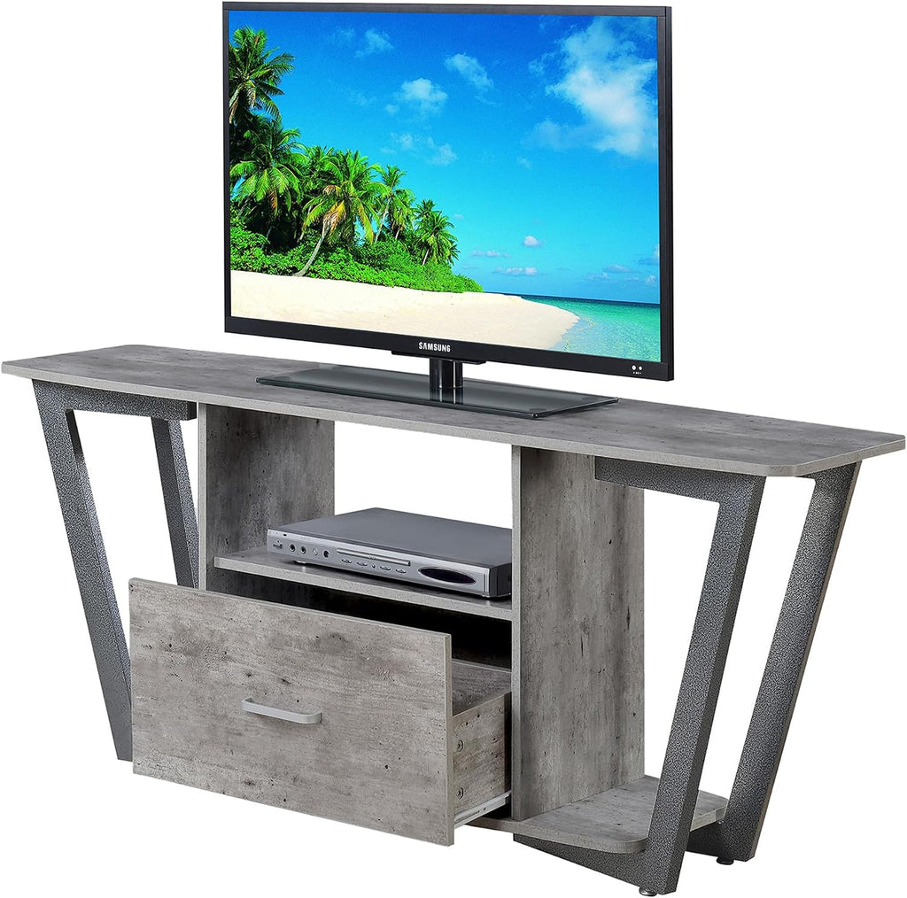 Convenience Concepts Graystone TV Stand 59.25' - Modern Entertainment Center for TVs up to 65', Industrial Media Console with Storage Drawer & Shelves for Living & Family Room, Faux Birch/Slate Gray