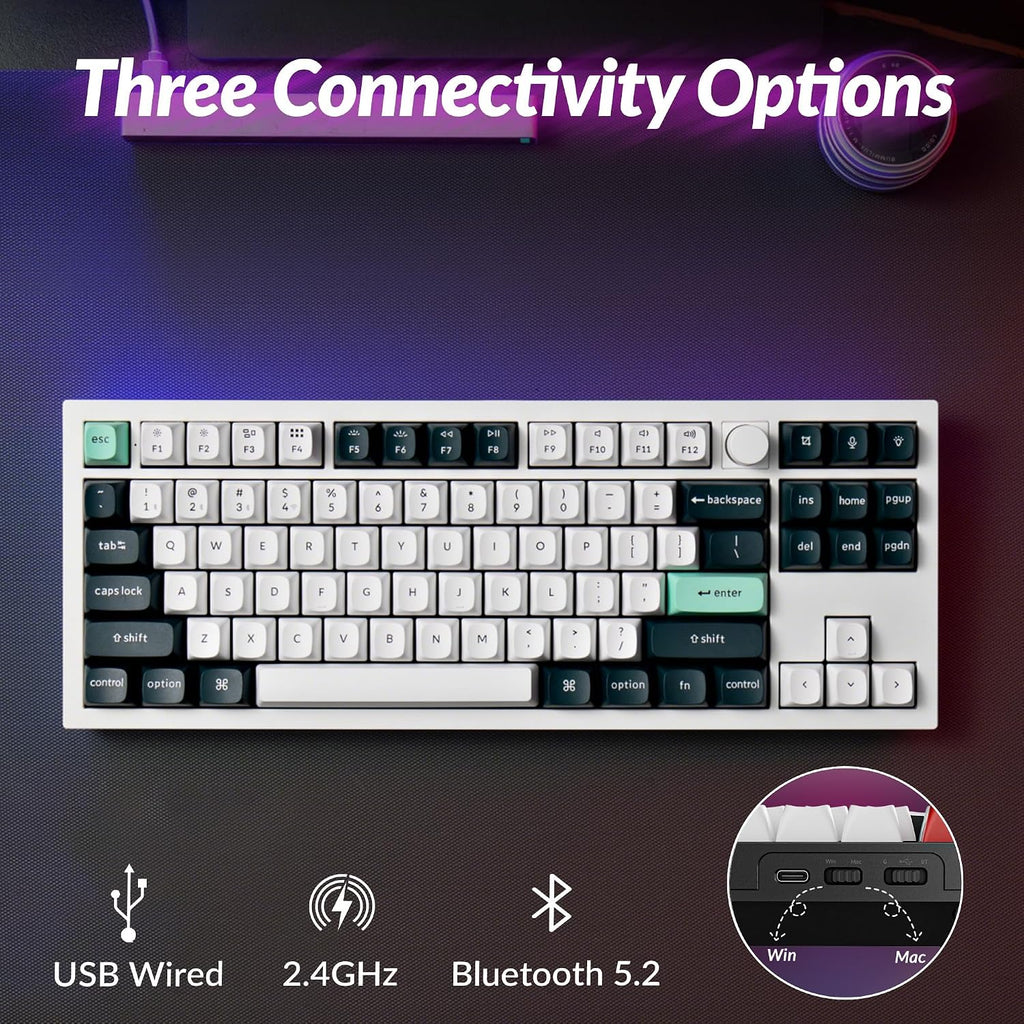 Keychron Q3 HE Wireless Custom Magnetic Switch Keyboard, 2.4 GHz/Bluetooth/Wired QMK Rapid Trigger 80% TKL Hot-Swappable Programmable RGB Gaming Keyboard for Mac Windows, Shell White