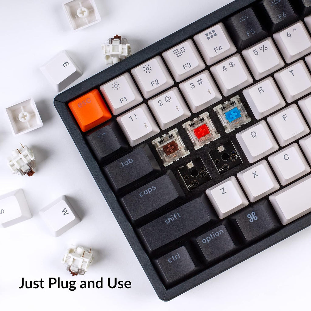 Keychron K2 75% Layout 84 Keys Hot-swappable Bluetooth Wireless/USB Wired Mechanical Keyboard with Keychron Super Red Switch/Double-Shot Keycaps/RGB Backlight/Aluminum Frame for Mac Windows Version 2