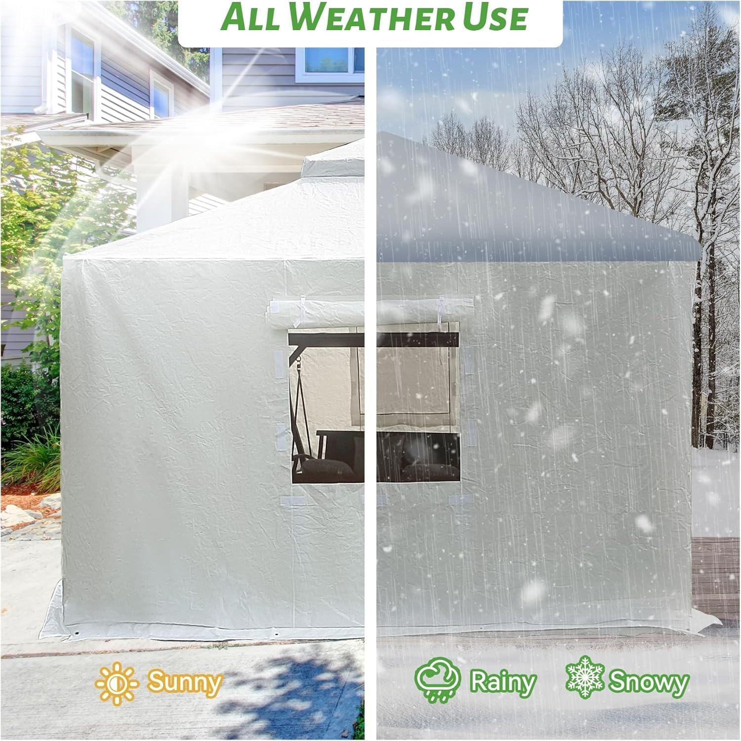 12'x16' Gazebo Cover for Hardtop Gazebos, Outdoor Universal Winter Gazebo Cover with Sidewalls and Mesh Windows, All Season Enclosed Gazebo Cover, White