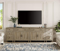 WAMPAT Farmhouse TV Stand for 100 Inch TV, 4-in-1 TV Console Table for 75/80/85/90 Inch TV, Entertainment Center with Charging Station, Kitchen Sideboard Buffet Cabinet for Dining Room, Wash Grey