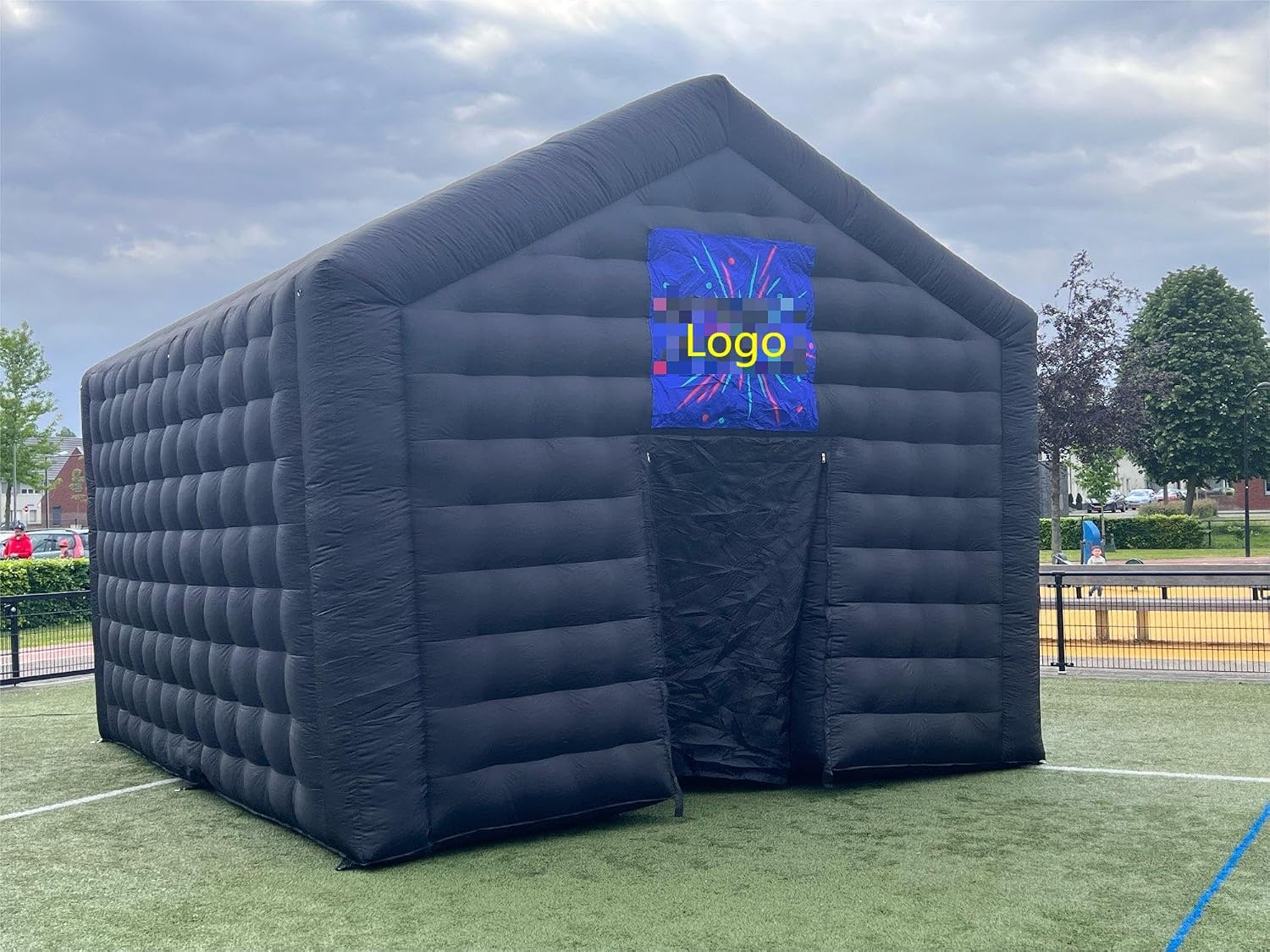 Large Black Inflatable Cube Disco Tent Square Gazebo Event Room Big Mobile Portable Night Club Party Pavilion for Backyard/Outdoor Events(20ftx16.5ft)
