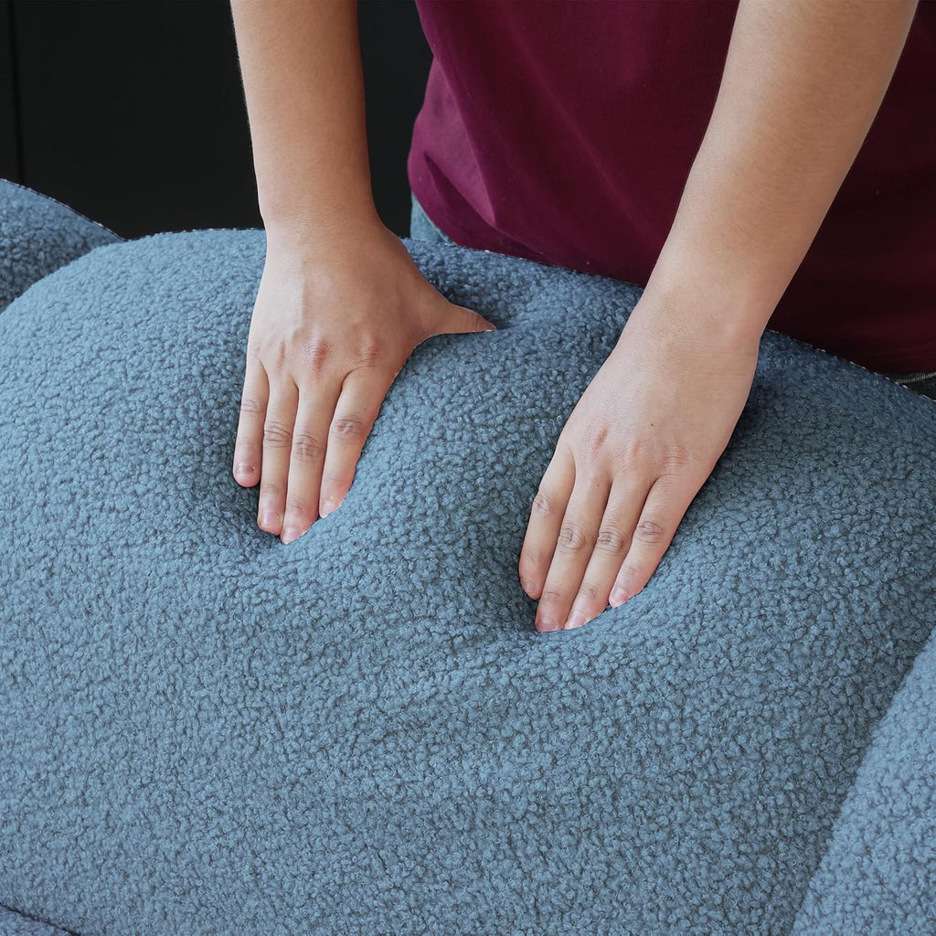 JACH Cloud Shaped Couches for Living Room, Modern Comfy Upholstered Sofa, Cloud Shaped Leisure Sofa, Upholstered Couch for Bedroom, Apartment, Small Space (Blue, No Assembly Required)