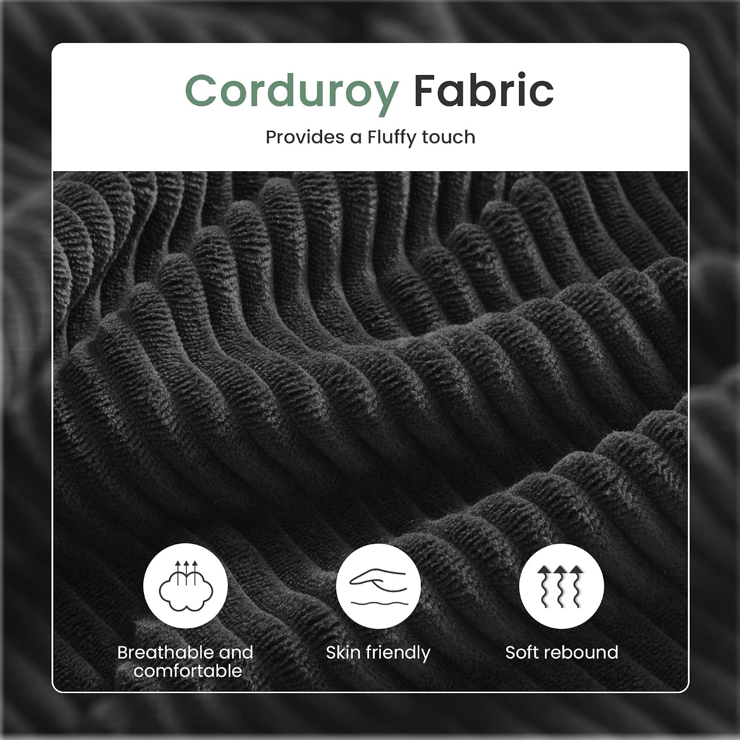 YOUDENOVA 63' Corduroy Loveseat Sofa Couch for Living Room, Small Couch with Deep Seat for Bedroom, Comfy Could Loveseat for Small Living Room, Black Corduroy