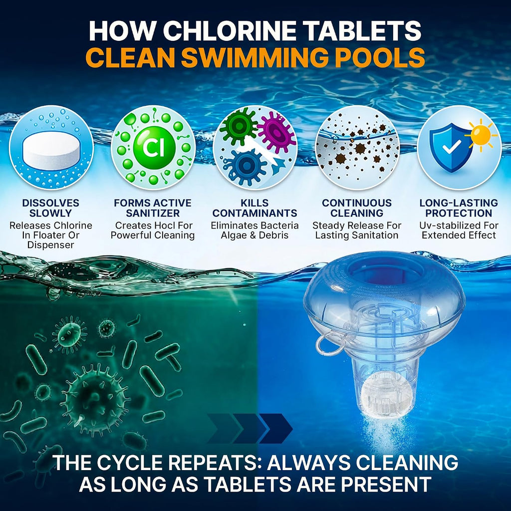 Pool Shark Swimming Pool Chlorine Tablets 80 lbs (2x40) 3-Inch Chlorine Tablets Slow-Dissolving 90% Active Chlorine Tabs Pool Chemicals for Inground Pools Above Ground Pools Saltwater Spa Hot Tub
