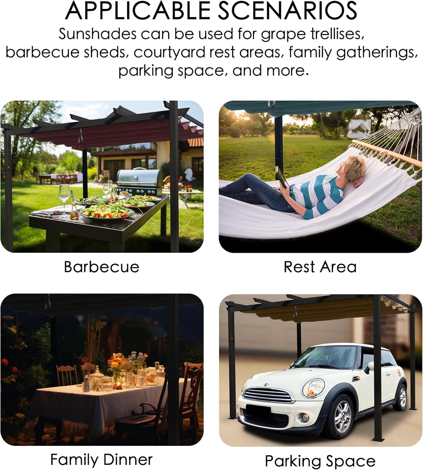 Kozyard Morgan Outdoor Retractable Pergola with Sun Shade Canopy Patio Aluminum Pergola Shelter for Backyard Deck Garden Modern Metal Grill Gazebo (10' x 12', Burgundy)