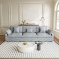 Modular Sectional Sofa Cloud Couch, 119.29' Oversized 3 Seater Sofa with Pillows, Linen Blend Fabric Minimalist Deep Seat Sofa Couches for Living Room, Sofa Covers Washable&Removable, Grey