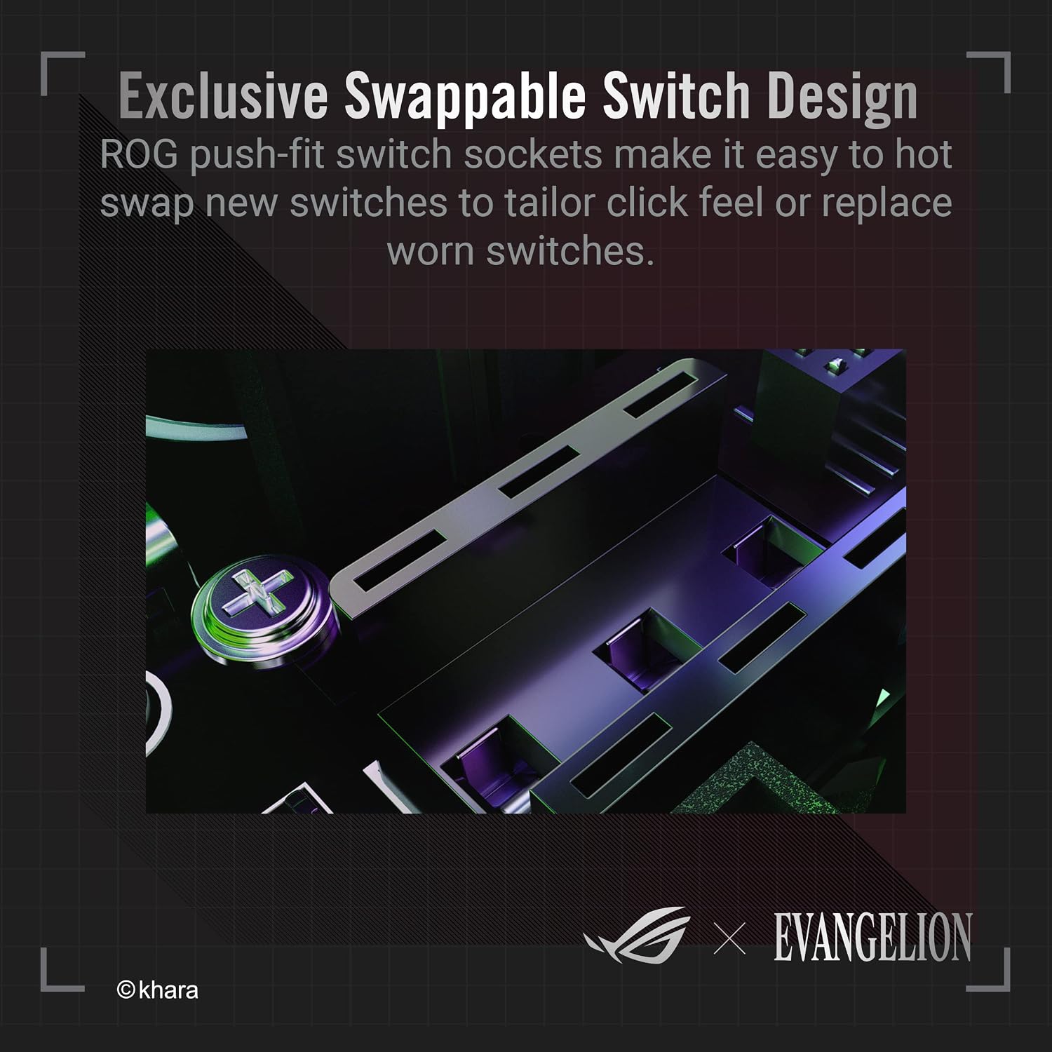 ASUS ROG Keris Wireless EVA Edition Gaming Mouse, Wireless Mouse with Tri-Mode connectivity, 16000 DPI Sensor, 7 programmable Buttons, PBT, hot-swappable Switch sockets, Paracord Cable