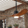 34 Inch Outdoor Ceiling Fan with Light and Remote, Wet Rated Wood Gazebo Fan with 16ft Plug-in Cord, 3 Walnut Blades Farmhouse Patio Fan, Reversible DC Motor, Memory Function, Matte Black