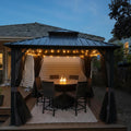 PURPLE LEAF 10'x10' Hardtop Gazebo with Lights Aluminum Double Roof Galvanized Steel Outdoor Patio Gazebo with Included Netting and Curtains for Backyard Garden Grey
