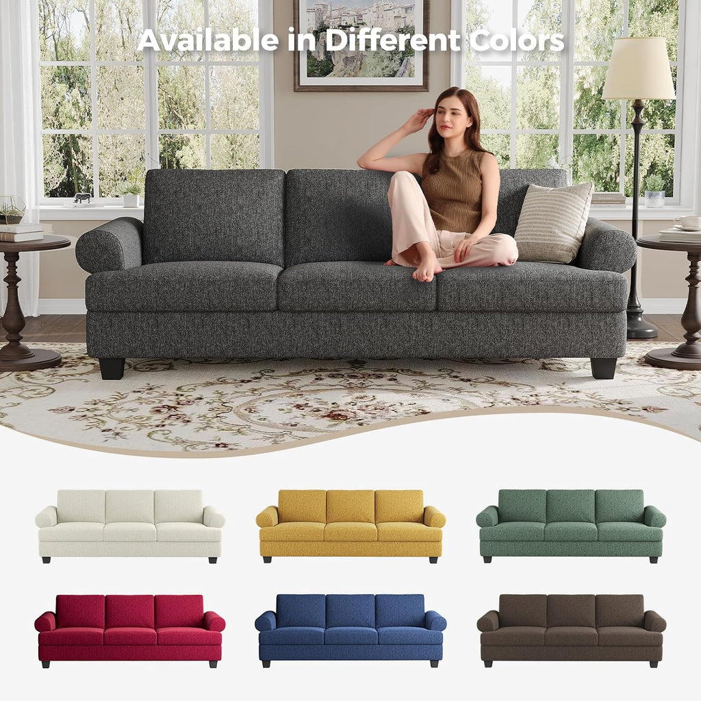 COPIAE 91 Inch Lawson Sofa with Extra Deep Seats Oversize, Mid-Century 3-Seat Sofa Couch, for Living Room, Apartment, Lounge, Dark Gray