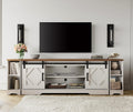 WAMPAT 3-in-1 Modern FarmhouseTV Stand for up to 85' TV, 23.6' H Wood Entertainment Center with Sliding Barn Door and Adjustable Media Storage Shelf for Living Room, Antique White