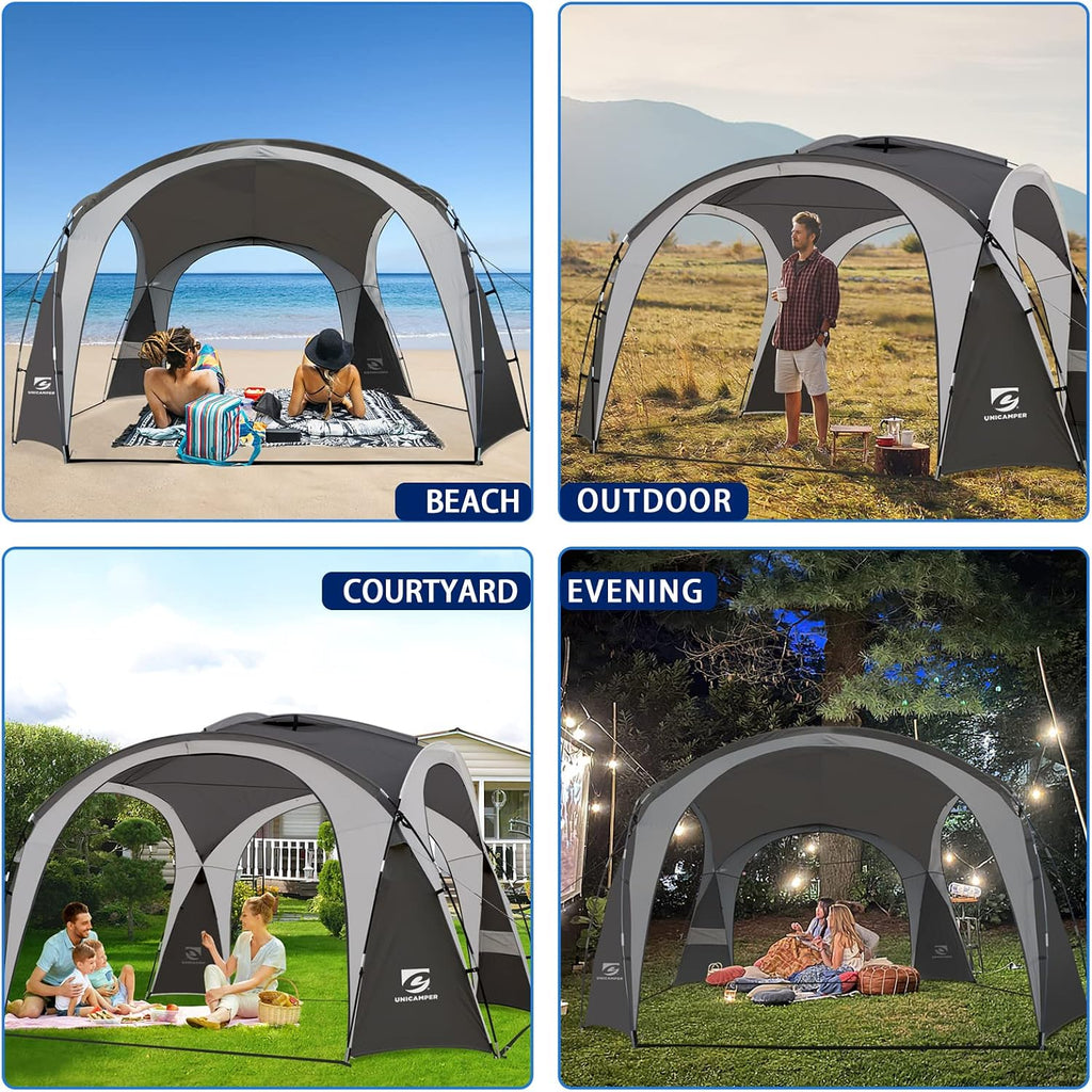 UNICAMPER Beach Tent 12 X 12ft Large UPF50+ Pop Up Canopy with 2-Pcs Side Wall