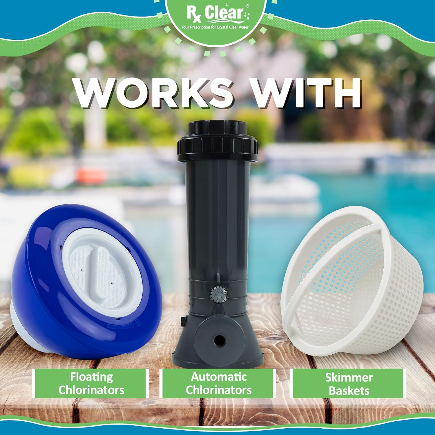 Rx Clear 1' Inch Chlorine Tabs | 25 Pounds | Use Tablets as Bactericide, Algaecide, & Disinfectant in Swimming Pools | Stabilized, Long Lasting, Slow Dissolving, & UV Protected