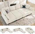 Sectional Sleeper Sofa, 8 Seaters Modular Sleeper Sofa Couch, Comfy Sectionals Couches Bed, Convertible Sofas with Ottomans, Modular Sectional Couches for Living Room, Beige
